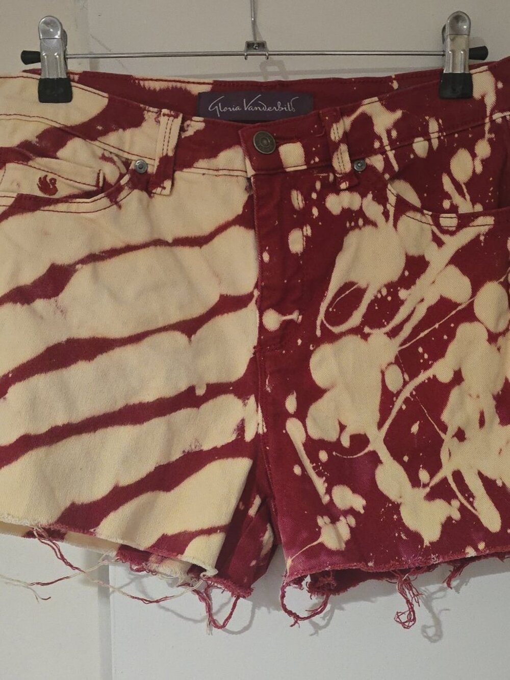 Reworked Gloria Vanderbilt Bleach Tie Dye Cutoff Denim Shorts Sz 4 Y2K Grunge